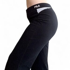 Sz XL y2k Athletic Logo FILA Cotton Flare Stretch Leggings Yoga Track Pants